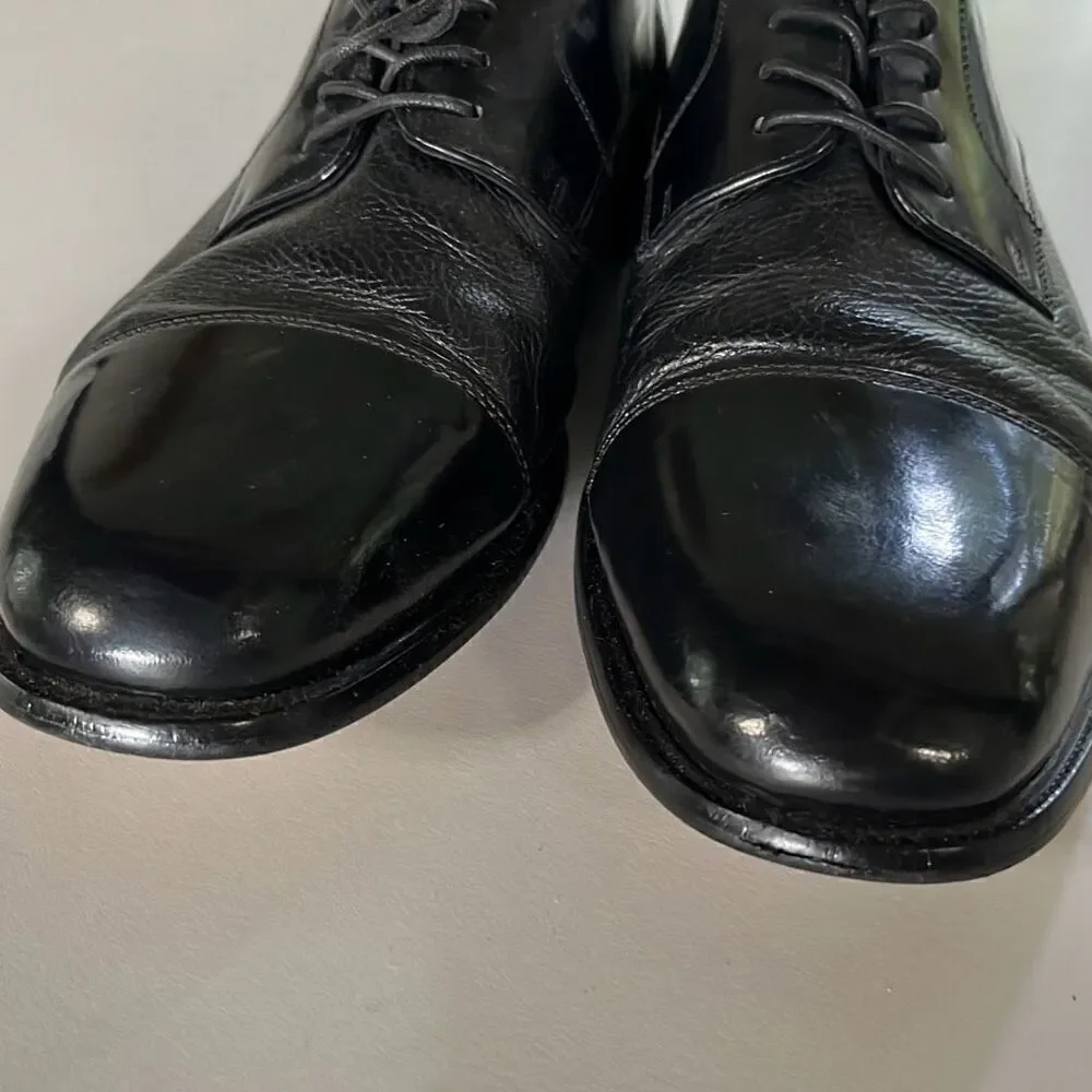 Bostonian Black Luxe Patent Leather Captoe Lace Up Dress Shoes Mens 11.5